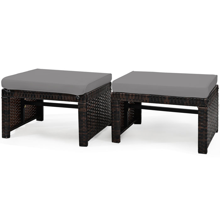 Latitude Run® Trulli Rattan Outdoor Ottoman with Cushion & Reviews ...